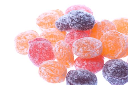Isolated macro image of colourful sugar coated candies.の写真素材