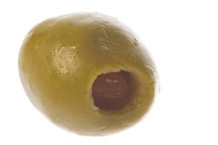 Isolated macro image of a pickled olive.の写真素材