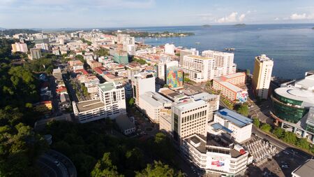 An aerial view Kota Kinabalu city centre,Sabah,Malaysiaのeditorial素材
