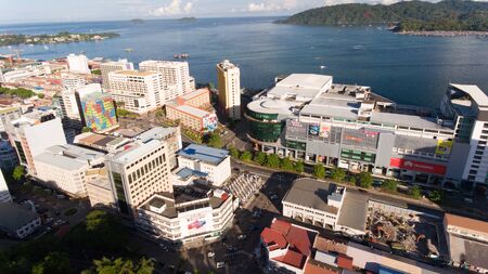 An aerial view Kota Kinabalu city centre,Sabah,Malaysiaのeditorial素材