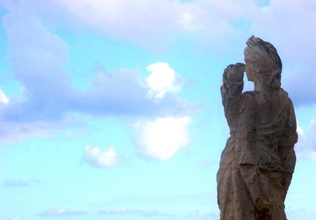 Goddess and cloudy skyの写真素材