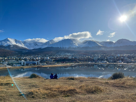 Ushuaia's majestic mountains: Adventure in Romantic Patagonia's scenic Tierra del Fuegoの写真素材