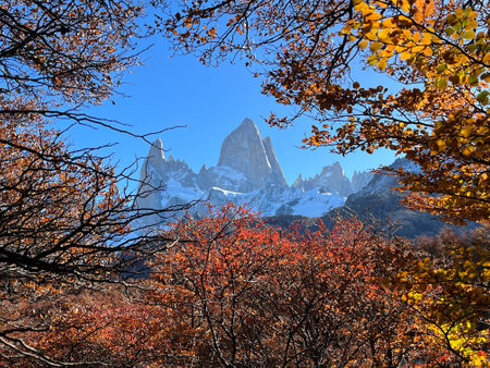 Autumn in Majestic Argentina, Fitz Roy mountain, autumnの写真素材
