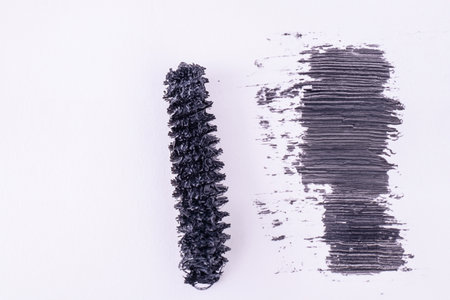 Close-Up of Black Mascara Brush Strokeの写真素材