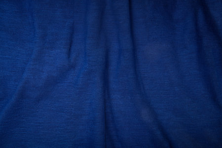 Dark Blue Crumpled Fabric for Clothing Sewing â Polyester/Cotton Textile Texture, Catalog Sampleの写真素材