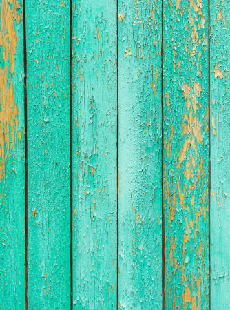 Peeling Paint on Weathered Wood Backgroundの写真素材