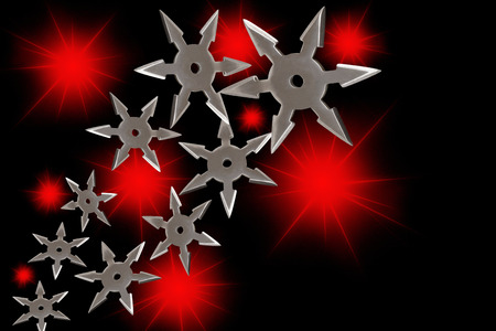 Ninja secret weapon isolated on black backgroundの写真素材