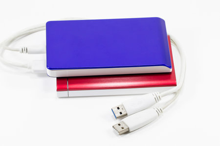External handy drives isolated on white background