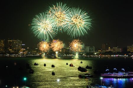 Chonburi province, Thailand - Nov 28, 2015 : Pattaya International Fireworks Festival is a competition between multiple countries to be crowned the best firework showのeditorial素材