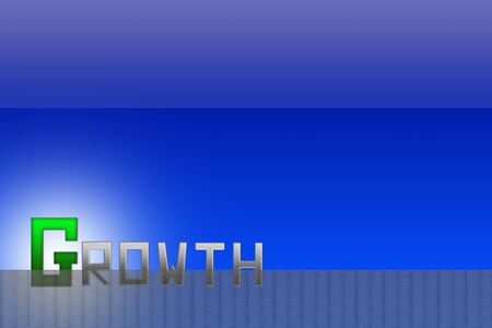 The word growth with highlight on blue background, business concept for business growthの写真素材