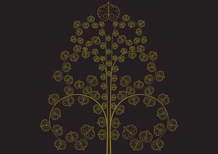 Vintage golden tree on black backgroundのイラスト素材
