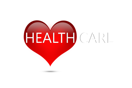 Letter healthcare on red heart on white background, healthcare conceptの写真素材