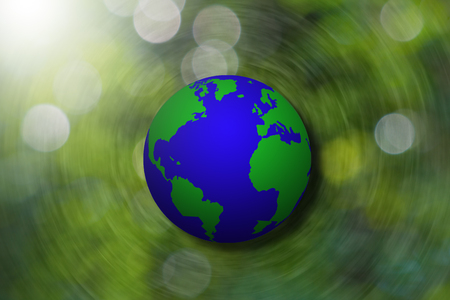 Earth on blurred redial bokeh background, environment conceptの写真素材
