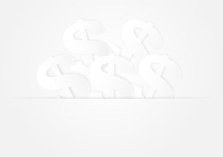 White dollar sign in paper folder, paper art style vector illustration business conceptのイラスト素材