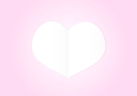 White heart on pink background, paper art style vector illustration valentine conceptのイラスト素材