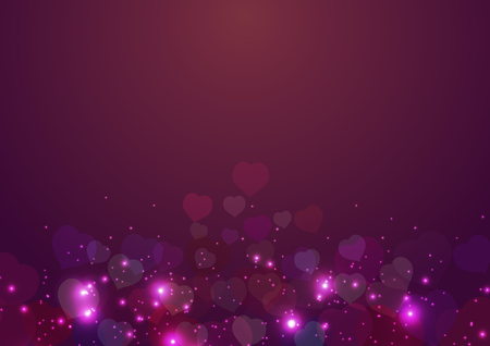 Hearts with sparkling bokeh light abstract texture background vector illustrationのイラスト素材
