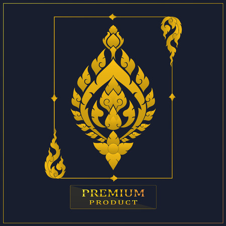Thai luxury vintage golden pattern design for logo, label, icon ,brand for your product or packaging, vector illustrationのイラスト素材