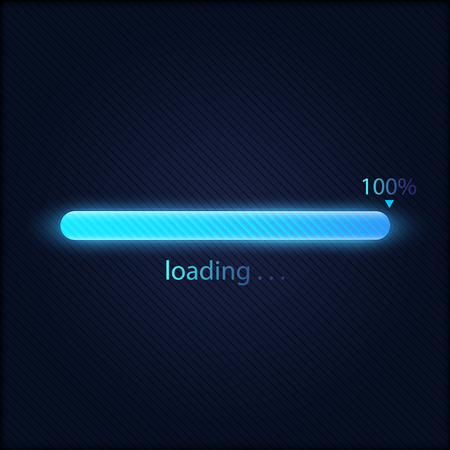 Blue progress loading bar 100% vector illustration, technology conceptのイラスト素材