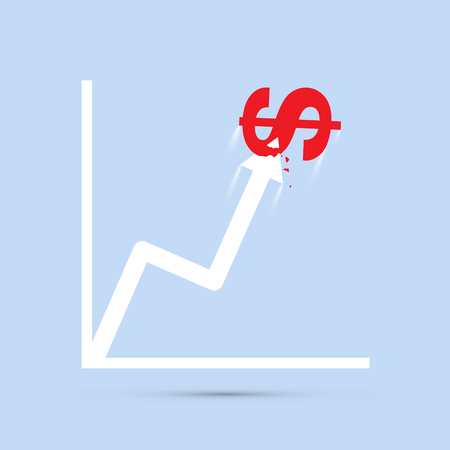 Business growth arrow up financial diagram with dollar sign vector illustrationのイラスト素材