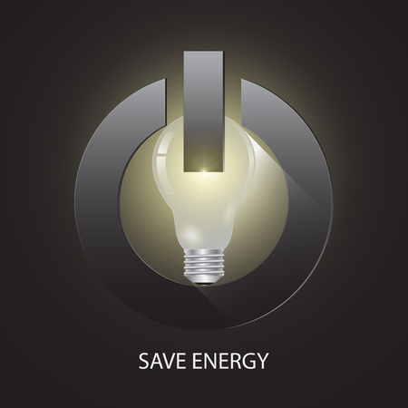 Lightbulb in power button, earth hour save energy environmental concept vector illustrationのイラスト素材