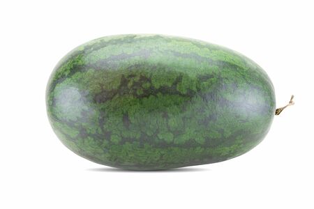 One whole ripe watermelon isolated on white backgroundの写真素材