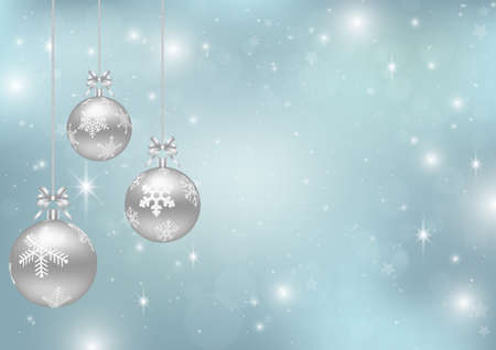 Christmas background with silver Christmas balls on blue backdrop vector illustrationのイラスト素材