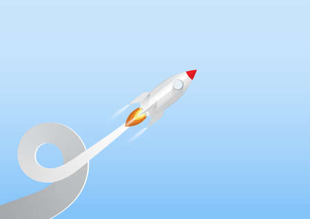Rocket launch, business start up concept paper art vector illustrationのイラスト素材