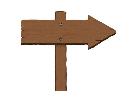 Retro brown wooden plank arrow shaped sign board vector illustrationのイラスト素材