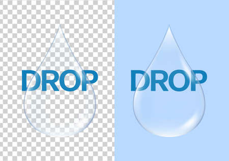 Blue transparent water drop vector illustrationのイラスト素材