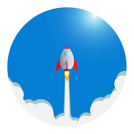 Rocket launch icon, business start up concept vector illustrationのイラスト素材