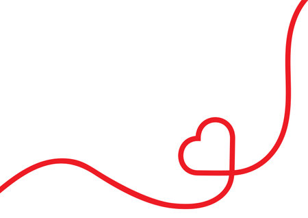 Red line with heart shape vector illustrationのイラスト素材