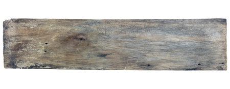 Old retro vintage dirty rustic wooden sign on white background