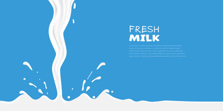Pouring milk with splash  background vector illustrationのイラスト素材