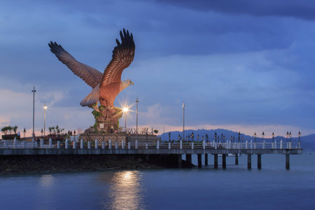 The Langkawi Eangle Square is the landmark of the Langkawi Island.の写真素材