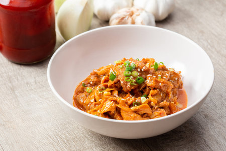 stir fried pork with Korean spicy sauce (Gochujang) or Bulgogi, Korean popular menu from movies