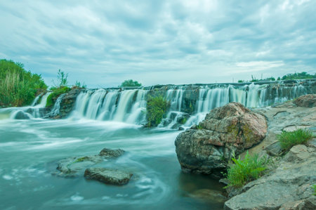 Mountain fast flowing river stream of water in the rocks