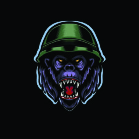 Gorilla wearing a helmet mascot templateのイラスト素材