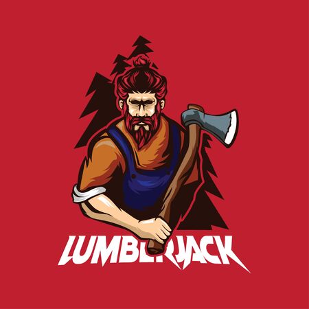 LUMBERJACK MAN WITH BEARD VECTOR ILLUSTRATIONのイラスト素材