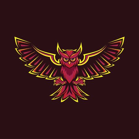 RED OWL ANIMAL MASCOT ILLUSTRATIONのイラスト素材
