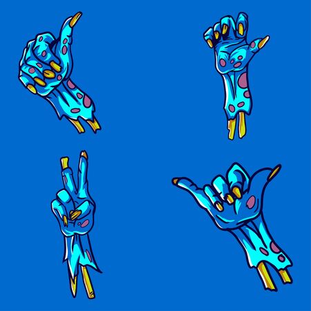 Zombie hand set pose illustrationのイラスト素材