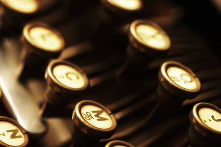 Vintage German manual typewriter keys, very warm tones.の写真素材