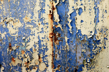 Rusty surface background. Corroded metal background. Rusted blue painted metal wall. rust and old...