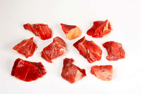 Fresh raw beef meat isolated on white background. Set of raw meat piecesの写真素材