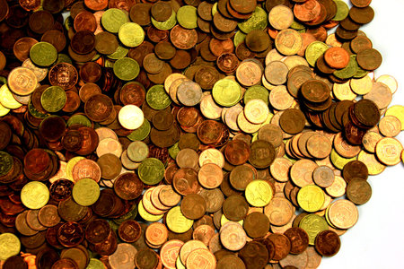 Coins background, euro coins, Euro cent coins, currency of European Union
