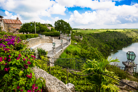 Travel in Dominican Republic. View from the town of Altos de Chavon on the river chavonの写真素材