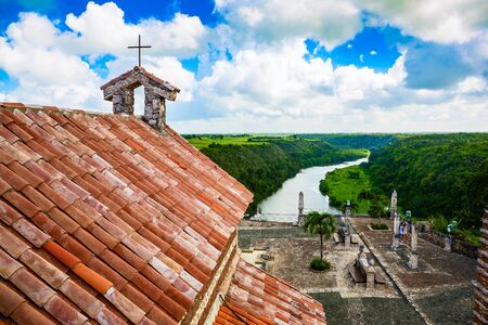Rooftop view of Altos de Chavon valley in Dominican Republicの写真素材