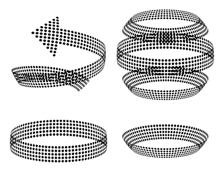 Set of vector arrow icons. Dotted halftone graphic effect.のイラスト素材