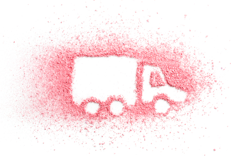 A truck of scattered pink powder or blush for the face.の写真素材