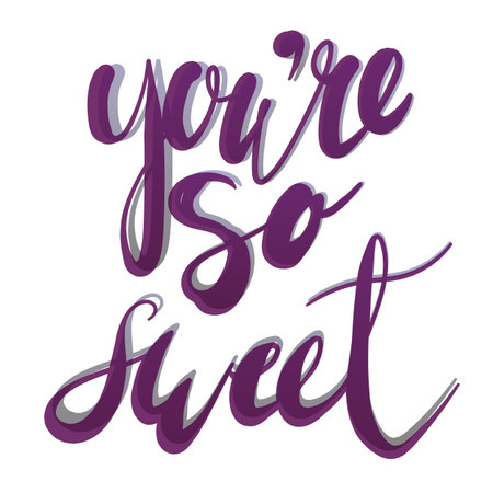 You are so sweet. typography design with cartoon strawberry illustration for valentines day card designのイラスト素材