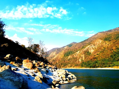 River and hillの素材